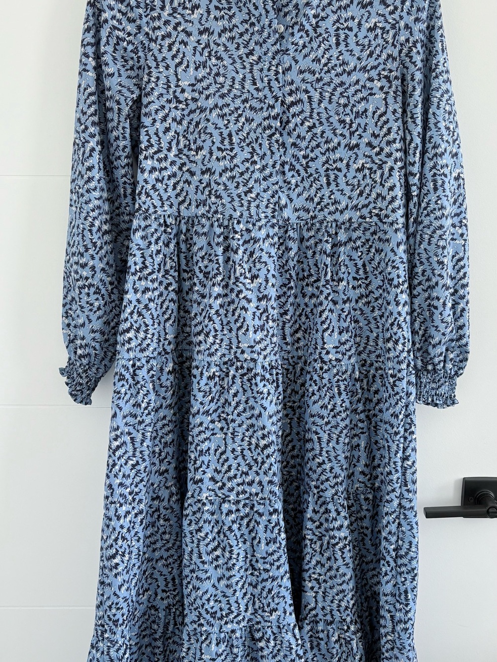 Blue Printed “Angel” Long Sleeve Maxi Dress